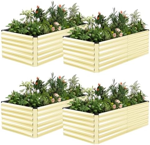 NAVINE 6x3x2ft Outdoor Metal Raised Garden Bed, Metal Planter Box, 4-Pack by NAVINE
