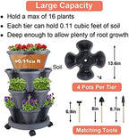 GameXcel Vertical Planter Tower - 4 Tier Stackable Garden Planters with Wheels and Tools Plant Pots for Strawberry Herb Flower and Vegetable Indoor Outdoor Use Dark Gray 2 Pack - Image 5