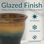 Sunnydaze Studio 11" Round Ceramic Planter, Forest Lake Green Glaze, 2pk - Image 4