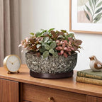 Bonsai Pots, 8 Inch Ceramic Succulent Pot with Saucer, White Leopard - Image 6