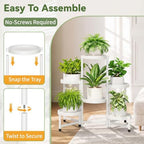LASZOLA Plant Stand Indoor Outdoor with Large 10 Inch Plastic Tray, White - Image 3
