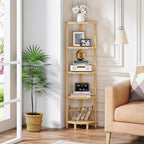HOOBRO 5-Tier Bamboo Corner Shelf Stand, Plant Display, Tool-Free Assembly - Image 2