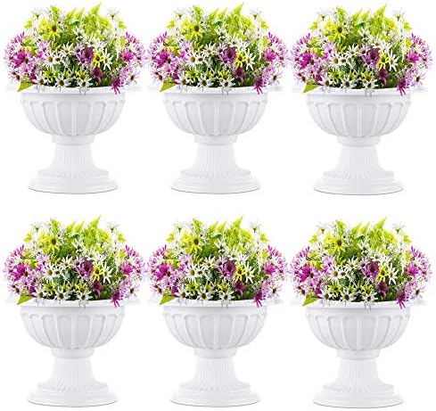 NUPTIO Classic Plastic Urn Planter: 6 Pcs 10.23 Inch Pedestal Pot for Porch by Nuptio