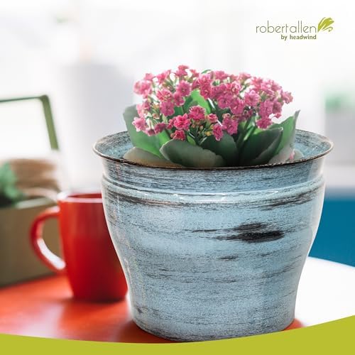 Headwind Glazed Ironstone Vanhorne Collection – 10" Azure Blue Decorative Plant Pot – Lightweight & Triple Coated w/Drainage Flower Pots for Indoor Plants & Outdoor Planter Use by Robert Allen - Image 5