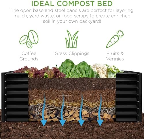Best Choice Products 6x3x2ft Outdoor Metal Raised Garden Bed, Deep Root Box Planter for Vegetables, Flowers, Herbs, 269 Gallon Capacity, 100% Non Toxic Materials - Black - Image 4