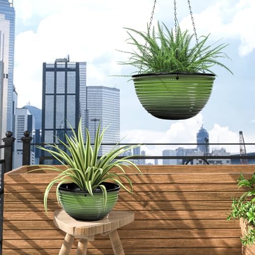 10 Inch Hanging Planter, Glazed Hanging Baskets for Indoor Outdoor Plants - Image 7