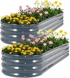 Galvanized Raised Garden Bed 2 PCS, 8x2x1ft Metal Planter Box Grey by ZORMY