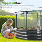 KING BIRD Raised Garden Bed with Cover Galvanized Oval Planter Garden Box Outdoor for Gardening, Vegetables, Flowers 47.2x35.4x11.8 in, Clear - Image 4
