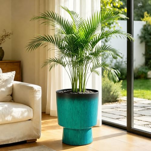 16.8" Planters for Outdoor Plants, Large Urn Flower pots S/2 - Image 2