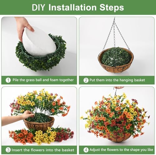 Artificial Flowers for Outdoors Faux Fall Hanging Baskets UV Resistant - Image 5