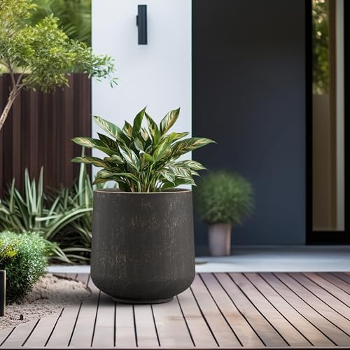 Kante Large Round Curved Vintage BRN Concrete Planter 16.5" Dia, Outdoor - Image 4