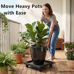 15.3 Inch Square Rolling Plant Caddy Saucer with Wheels, Heavy Duty Wheeled Planter Stand for Potted Plant, Coaster Roller Base Tray with Casters, Flower Pot Dolly Holder for Indoor Outdoor - Image 6