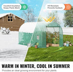 VEVOR Walk-in Tunnel Greenhouse, 9.6x6.4x6.2 ft Hoop House Greenhouse Tunnel, Plant Hot House with Galvanized Steel Frame, Green PE Cover, Roll-up Zipper Door and 6 Windows for Outdoor - Image 4