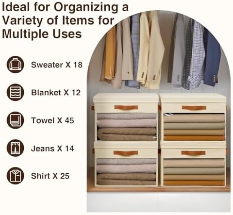 Homsorout Large Fabric Storage Bins - Closet Storage Organizers with Lids - Image 4