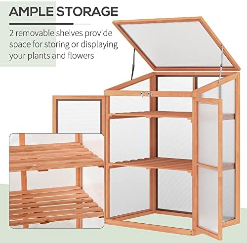 Wooden Cold Frame Small Mini Greenhouse Cabinet for Outdoor and Indoor, 30" L x 24" W x 44" H, Natural - Image 6