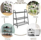 Giantex 3 Tier Metal Plant Stand, Indoor Outdoor Plant Shelf, Flower Rack Display Shelf, Flower Pots Holder with Adjustable Feet for Garden, Balcony, Living Room (3-Tier (32''x 13'' x 32'')) - Image 5