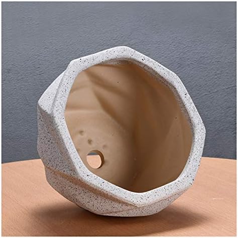 Planter Pots Geometry Ceramic Outdoor Indoor Garden Planters Plant Containers with Drain Hole Flower Modern Decorative Gardening Pot (Color : Pink) (Light Groen B) - Image 3
