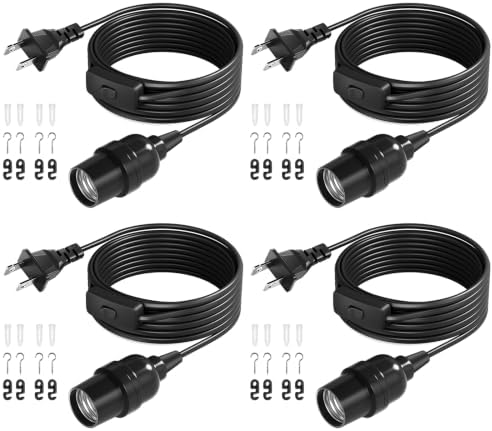 DiCUNO Pendant Light Cord, for Hanging Paper Lantern, 13 Ft, Black, 4-Pack by DiCUNO