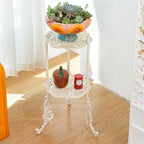 Sungmor Vintage Cast Iron 2-Tier Plant Stand, 24 Inch Tall Antique White - Image 2