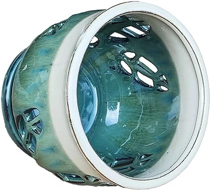 W&W Orchid Pot with Holes and Saucer for Repotting, Teal Mix, 6.5" - Image 4