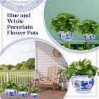 Briwooody Set of 3 Chinoiserie Planters Blue White Ceramic, Elegant Style - Image 5