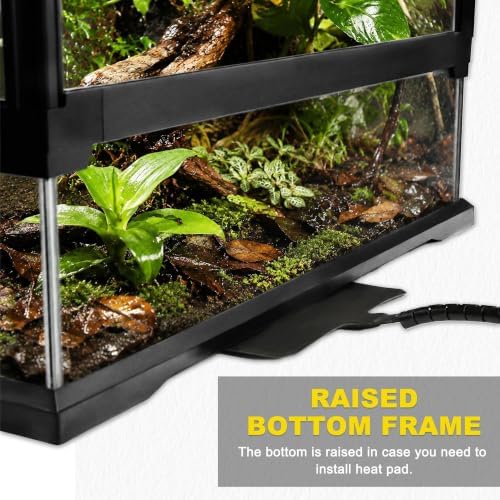 18"x18"x24" Reptile Terrarium, Aluminum-Frame Glass Vivarium for Small Arboreal Reptiles Such as Small Chameleons, with Lock, Cable Port, Waterproof Deep Base - Image 5