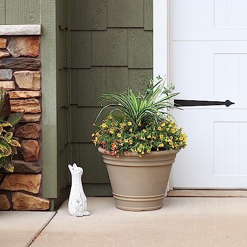 Sunnydaze Franklin 20'' Large Plastic Planter Pot for Plants, Beige - Image 4