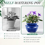 1 Sets African Violet Pots 7.5 Inch Self Watering Pot for Indoor Ceramic Self Watering Planter for Flower Lovers Ideal Plant Pot Thriving Flower Maintenance - Image 4