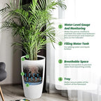 Self-Watering Tall Planters Set of 2 – 21.7" Straight Plastic Flower Pots with Drainage, Water Level Meter, Built-in Handle – Large Indoor Outdoor Garden Pots for Patio, Porch, Office – White - Image 7