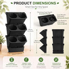 Briwooody 3 Set 6 Pocket Vertical Stackable Wall Planters Kit Outdoor Self Watering Plastic Planter Grow Hang Mount System for Strawberry Flower Vegetable Home Fence Balcony Wall Decor - Image 2