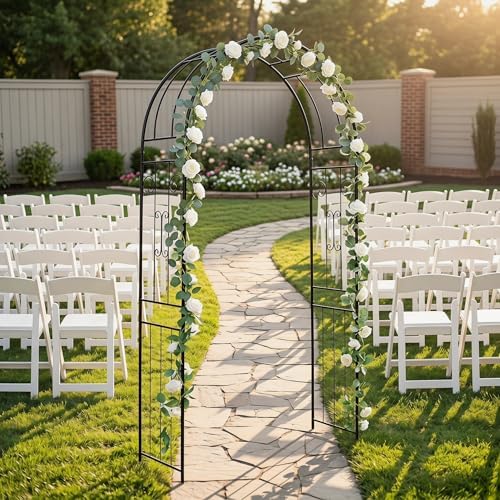 Metal Garden Arch Arbor, 94.5" H x 45.3" W, for Climbing Plants by Flohover