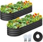 GarveeLife 2 Pcs 4.5x2x1 ft Oval Raised Garden Bed, Galvanized Raised Beds,Open-Ended Base Metal Raised Planter Beds,Garden Bed Outdoor,Planter Raised Boxes for Vegetables, Flowers,Tool-Free Asse,Gray by GarveeLife
