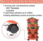 GameXcel Vertical Planter Tower - 4 Tier Stackable Garden Planters with Wheels and Tools Plant Pots for Strawberry Herb Flower and Vegetable Indoor Outdoor Use Red 2 Pack - Image 6