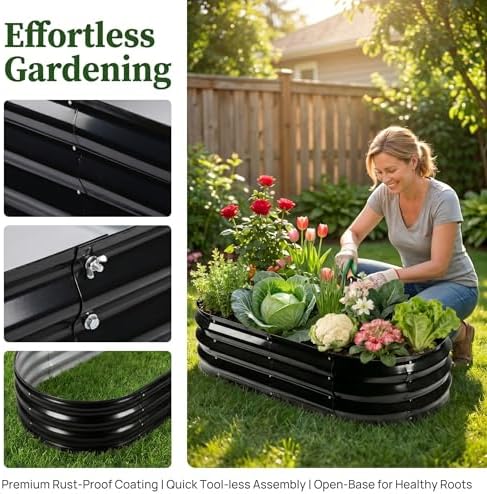 Galvanized Raised Garden Bed, Metal Raised Garden Bed, Outdoor Raised Garden Beds, Raised Beds for Gardening, Planters for Vegetables, Flowers, Herbs (2) - Image 2