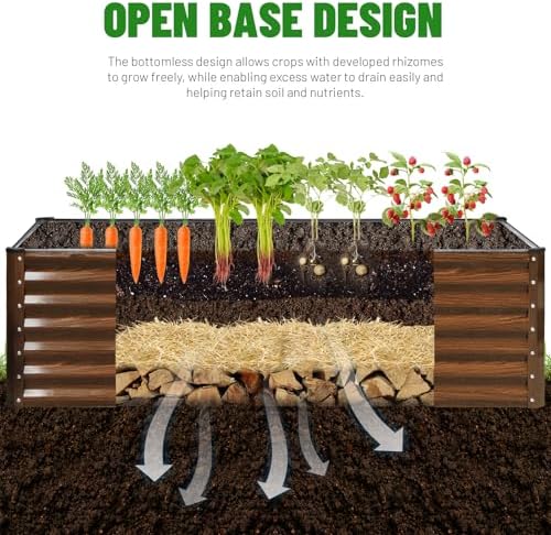 SnugNiture 2-Pack 8x2x2FT Galvanized Raised Garden Bed Kit, Metal Planter Box for Planting Plants Vegetables, Brown - Image 6