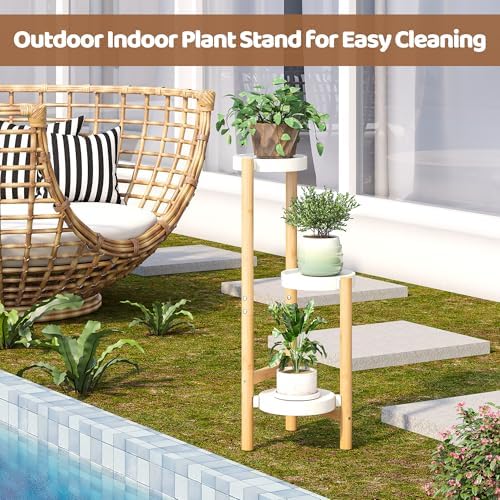 Plant Stand Indoor Outdoor Plant Rack 3 Tier 3 Potted Flower Holder Ladder Plant Stands for Balcony Window Living Room Garden Patio White - Image 5