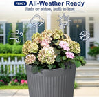 FENCY Self Watering Tall Planters Set of 2, Gray Round - Image 3