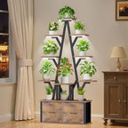 Plant Stand Indoor with Grow Lights - 10 Tiered Plant Shelf with 2 Removable Drawers, 65" Tall Plant Shelf with Grow Light Holds 13 Pot Plants, Christmas Tree Shaped Plant Stand for Home, Living Room by InEveryCornerNaturesCalm