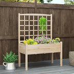 HAPPYGRILL Raised Garden Bed with Lattice Trellis & Legs - Image 2