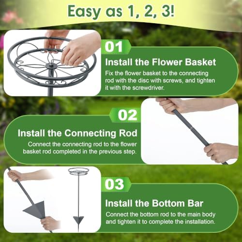 Tellingyou 2 Pack Adjustable Outdoor Flower Pot Stand, Plant Stands(Grey) - Image 7