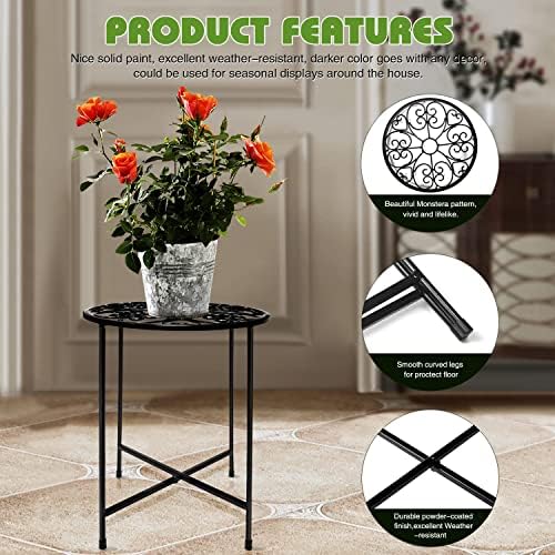 Plant Stand Indoor Outdoor, 2 Pack 15" Tall Flower Pot Stand, Round Metal Corner Plant Stand for Flower Pot, Rustproof Flower Plant Holder for Home, Garden, Patio, Plant Lovers, Housewarming - Image 5