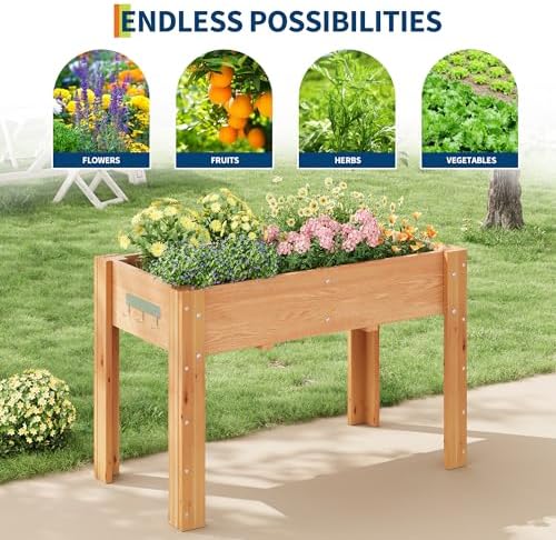 IDEALHOUSE 48"x24"x30" Elevated Wood Raised Garden Bed Planter Box - Image 2