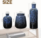 Ceramic Vase Set of 3, Small Rustic Flower Vases for Home Decor, Navy Blue - Image 5
