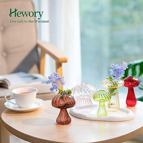 Hewory Plant Propagation Stations: 10PCS Colored Glass Mushroom Vase Jars - Image 3