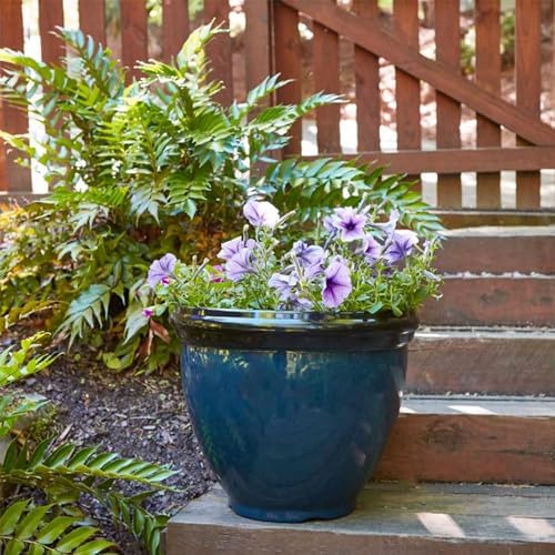 Southern Patio Heritage Glossy Resin Planter, Monaco Blue, 12 in, 3-Pack - Image 7