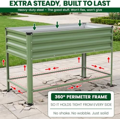 1MORE Raised Garden Bed with Leg,48×24×32in Elevated Planter Bed Green,2-Pk - Image 6