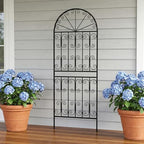 SCENDOR 70.8" H x 24.5" W Decorative Metal Garden Trellis - Rustproof Black Iron Arched Fence for Climbing Roses, Clematis, and Vines - Sturdy Plant Support for Patio, Lawn, and Backyard 1 Pack - Image 2