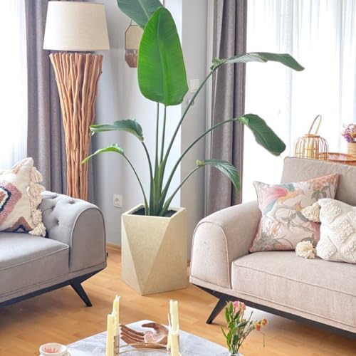 Kalif 'Rhea' 9 Inch Indoor/Outdoor Fiberstone Geometric Planter - White - Image 4