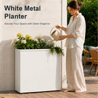 GSK 30" H Rectangular Metal Planter with Led Light for Indoor Outdoor White - Image 2