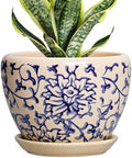 6 Inch Plant Pot, Ceramic Planters for Snake Plants, Retro Blue by Thirtypot